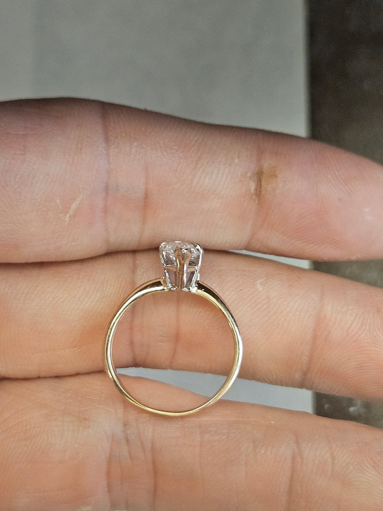 EST 1.4-1.5 CT Marquise Cut Natural Diamond Ring, FG, SI2 2.75 Grams 14K Gold