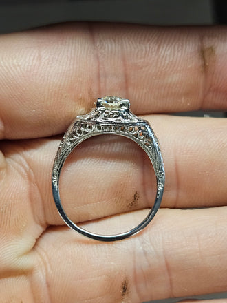 1.00 CT Natural Old European Cut Diamond Ring, SI2-I1, I-J, 2.81 Grams 18k Gold