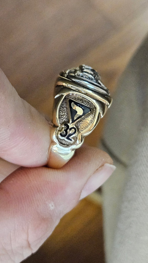 Center EST 0.70CT Natural RB Mens Masonic Diamond Ring, I-J, I1-I2