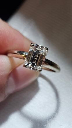 1.51 CT Emerald Diamond Ring E, SI1 GIA