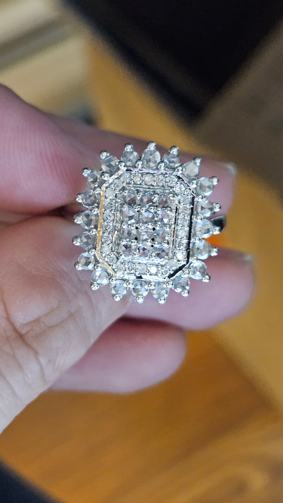 EST 1.50 CTW Rose Cut Natural Diamond Ring