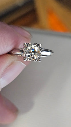 Estimated 0.65 CT Old European Cut Natural Ring I-J Imperfect