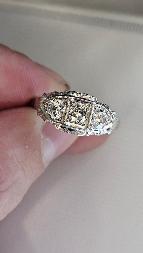 EST 1.00CTW Natural Old European Cut Antique Ring I-J VS