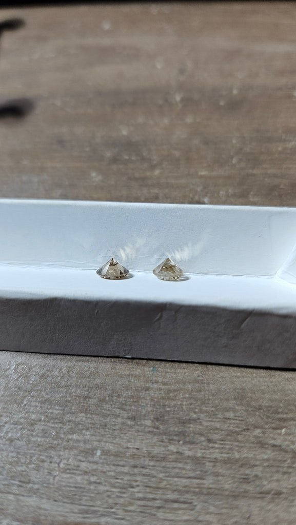 1.29 TCW 2 Round Brilliant Natural Brownies imperfect (Non-match)