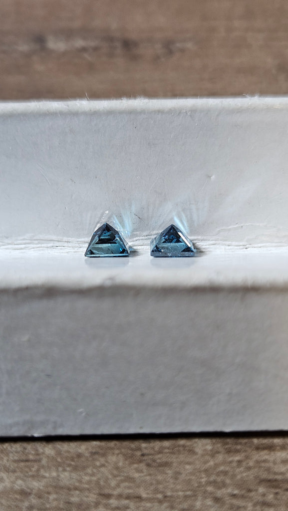 0.60 CTW  Matching Natural Blue Treated Princess Cuts SI2-I1