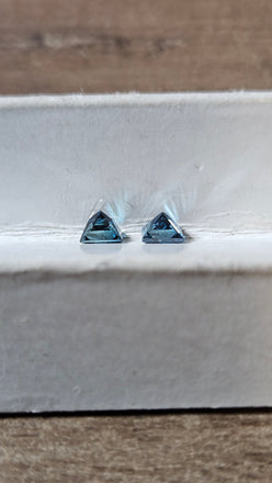 0.60 CTW  Matching Natural Blue Treated Princess Cuts SI2-I1