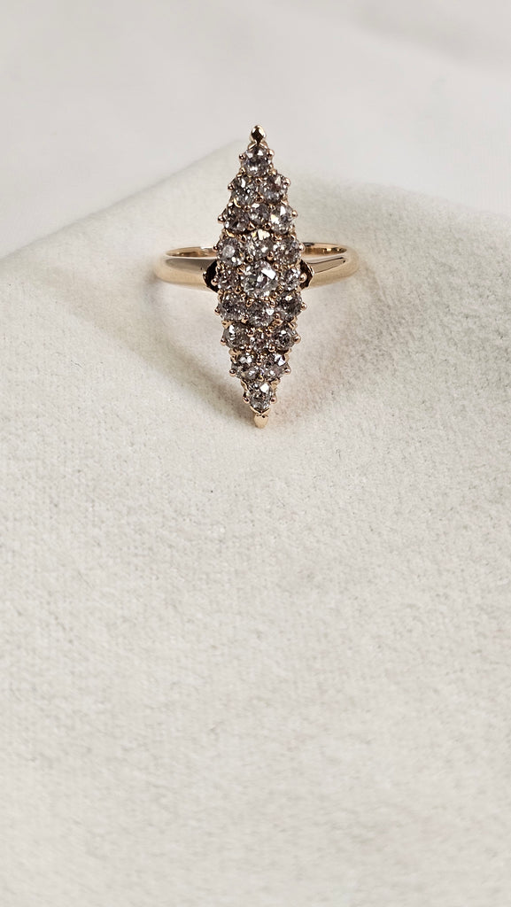 EST 1.50 CTTW Natural MQ Shaped Antique old cut Ring