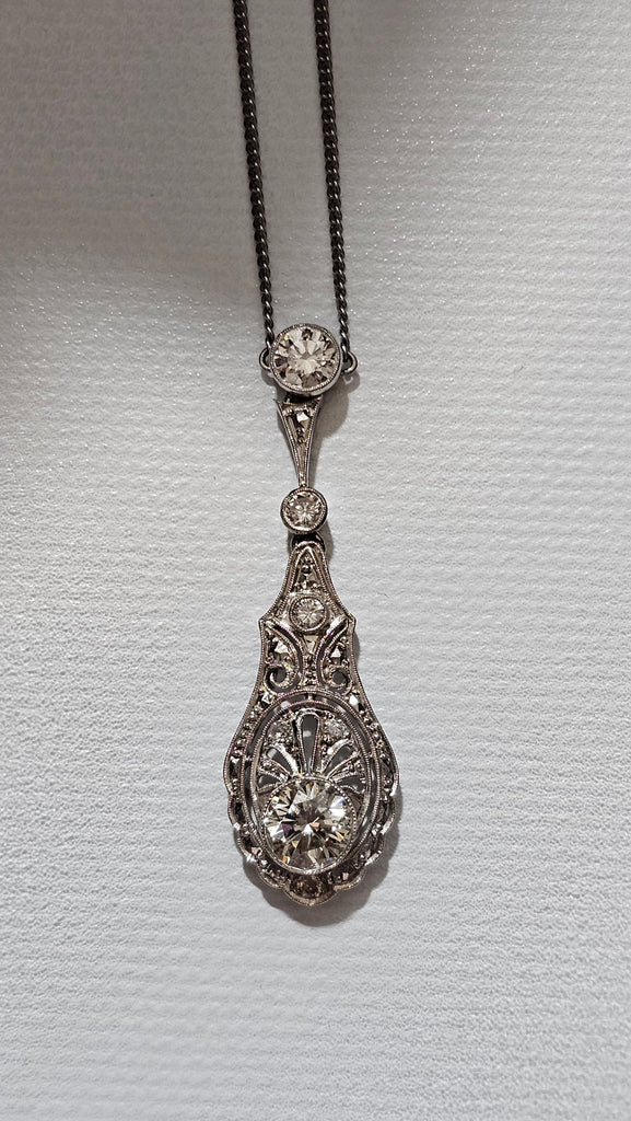 EST 2.00 CTW Natural Diamond Antique Necklace White VS Goods