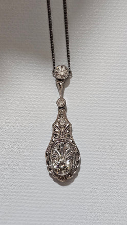 EST 2.00 CTW Natural Diamond Antique Necklace White VS Goods