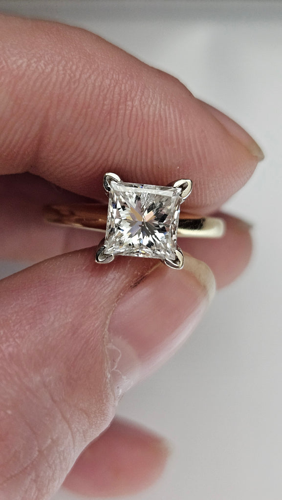 EST 1.98 CT Natural Princess Cut Ring H-I I2