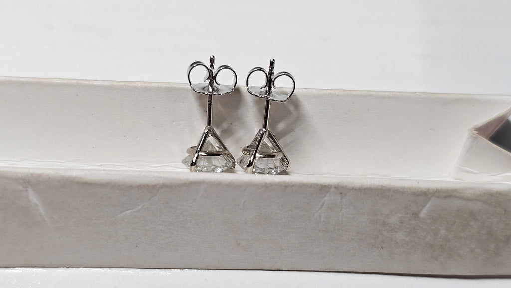 2.40 TCTW HRD Round Brilliant Natural Diamond WG Stud Earrings G I1 XXVG