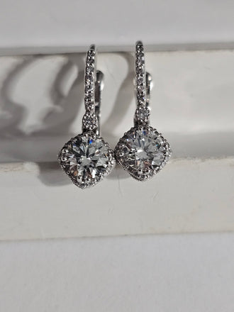 IGI 1.51 TCW Natural Tacori Halo Drop Earrings 3.76G 18k Gold