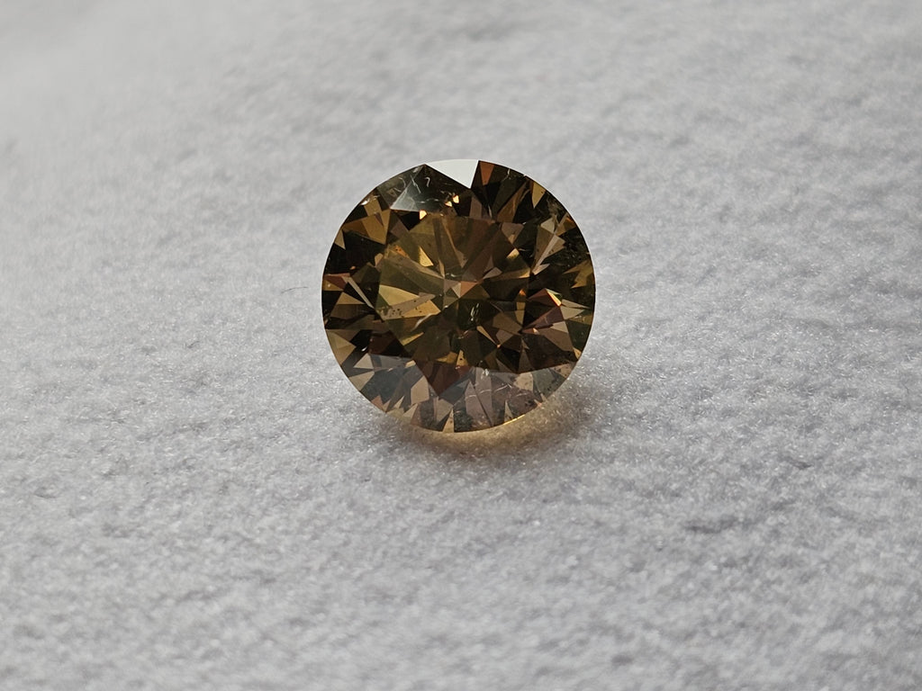 GIA 2.01 CT Natural Round Brilliant Fancy Brown-Yellow Even I1 XX
