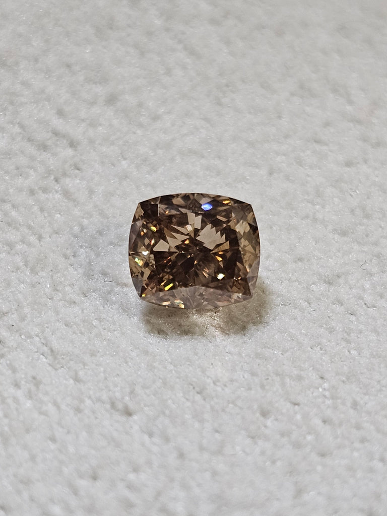 GIA 1.21 CT Natural Cushion Fancy Dark Yellowish Brown VS2 EX VG