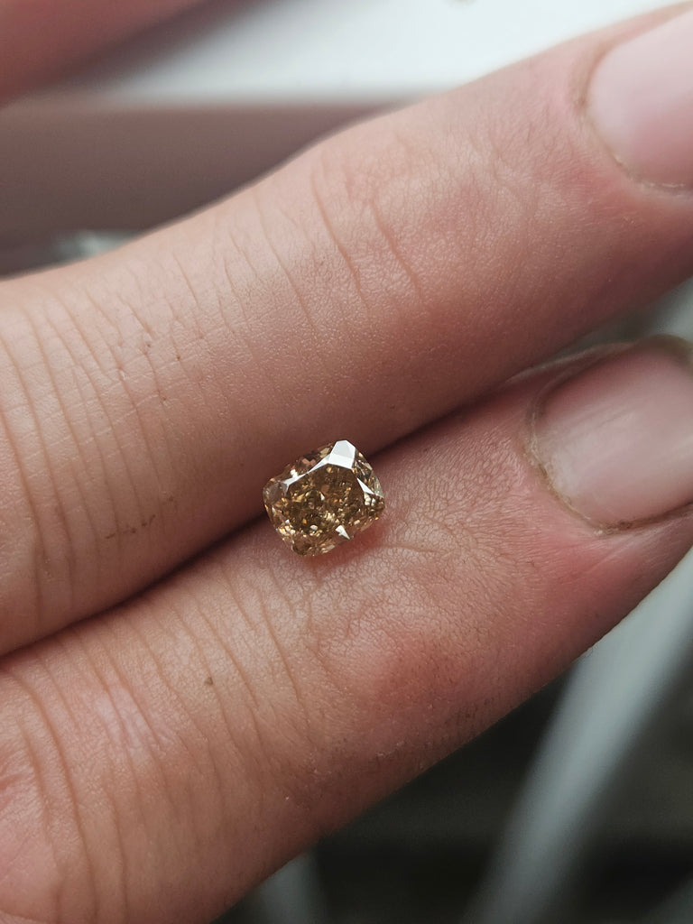 GIA 1.02 CT Natural Cushion Fancy Yellowish Brown SI1 G VG