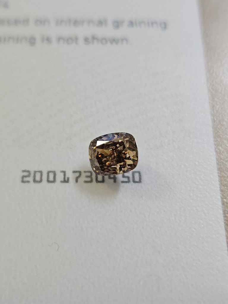 GIA 1.70 CT Natural Cushion Fancy Dark Yellowish Brown VS1