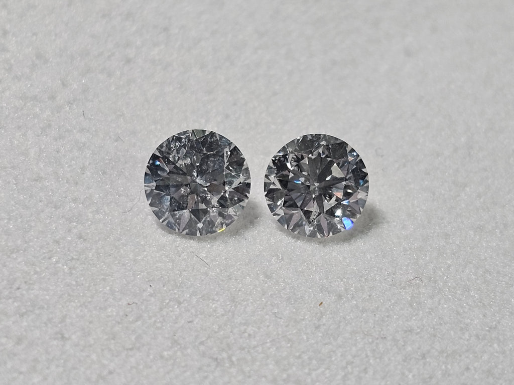IGI 1.80 CTW Natural Round E-F SI2-I1 Matched Pair