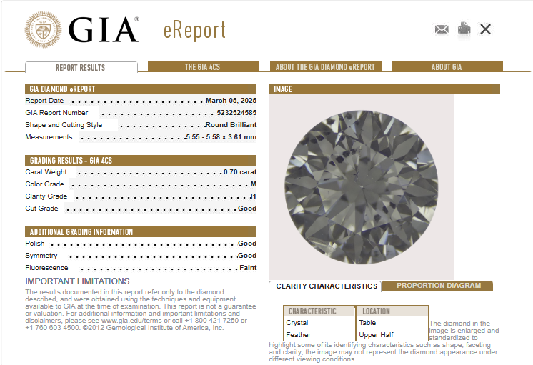 GIA 1.42 CTTW Natural RB Studs M-N SI2-I1