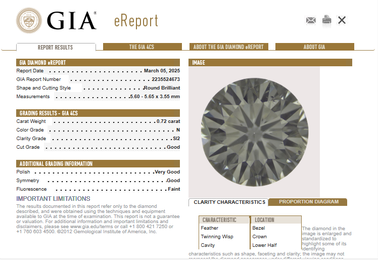 GIA 1.42 CTTW Natural RB Studs M-N SI2-I1