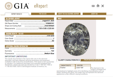 GIA 0.90 CT Natural Oval Diamond, J, SI2 -60