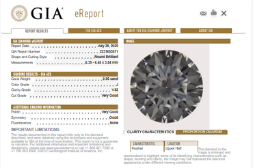 GIA 0.96 CT Round Diamond, J, VS2