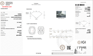 IGI 2.01 CT Natural Long Cushion I SI2