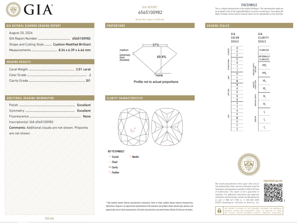 GIA 2.01 CT Natural Long Cushion J SI1