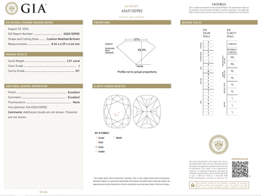 GIA 2.01 CT Natural Long Cushion J SI1