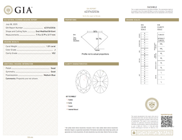 GIA Natural Oval Brilliant 1.01 J VS2 -65
