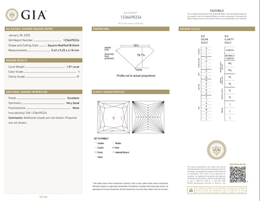 GIA 1.01 CT Natural Princess Cut I, I1