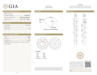 GIA 1.01 CT Natural Old European Cut L SI2