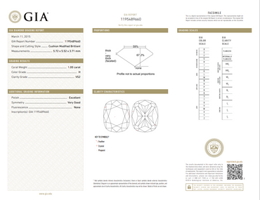 GIA 1.00 CT Natural Cushion Modified Diamond, H, VS2
