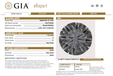 GIA Natural 1.00 CT Round Diamond, E, I1