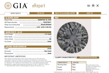 GIA 1.01 CT Natural Round Diamond, I, SI2