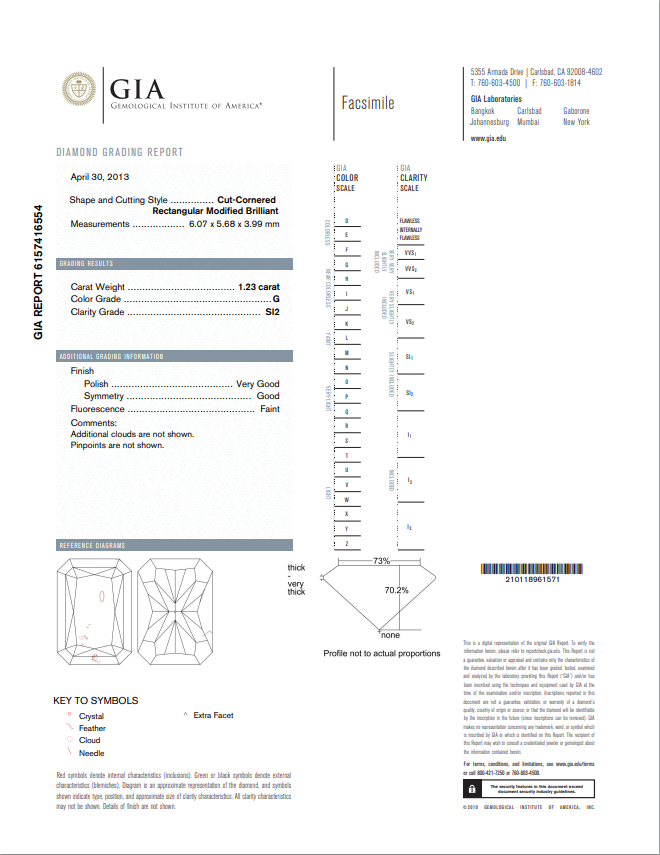 1.23 CT Natural Radiant Cut G SI2