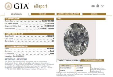 GIA 1.20 CT Natural Oval H SI1