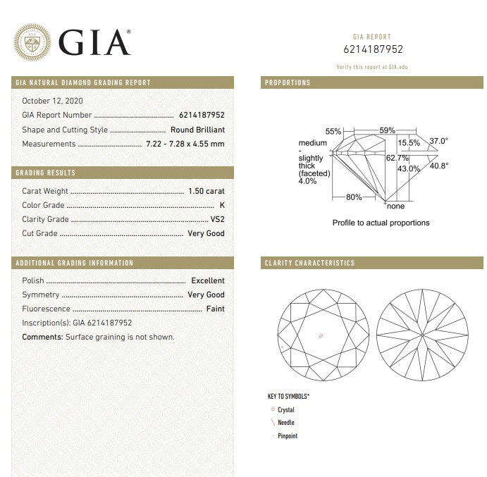 GIA 3.00 CTW Round Matched  Diamonds, K, SI1-VS2