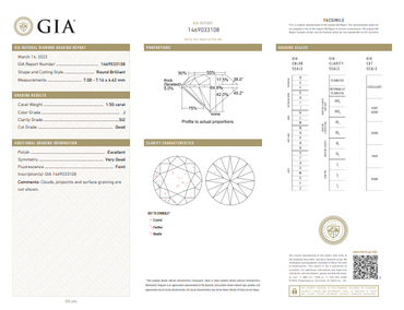 GIA 1.50 CT J SI2 Natural Round Brilliant