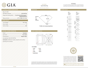 GIA 1.01 CT Natural Elongated Radiant F SI2