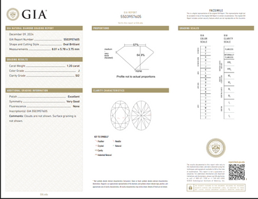 1.20 CT GIA Brilliant Oval Natural Diamond X VG J SI 2