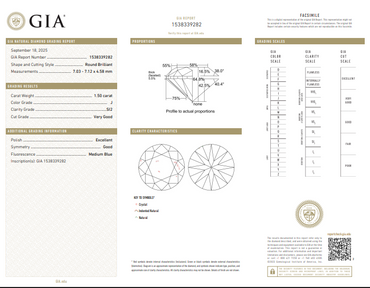 1.50 CT GIA Natural Round Brilliant Diamond J SI 2