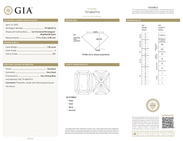 1.50 CT GIA Natural Radiant Cut Diamond J SI2