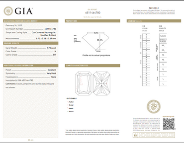 1.70 CT GIA Natural Radiant Cut Diamond N SI2