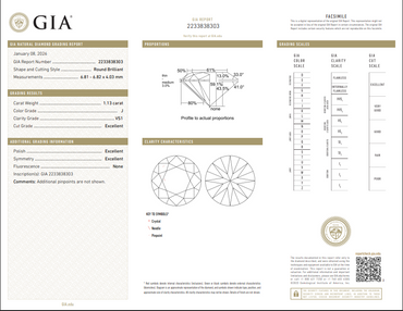 1.13 CT GIA Round Brilliant Cut Natural Diamond J VS1
