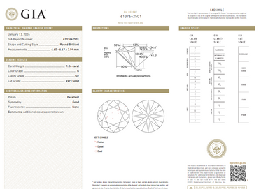 1.06 CT GIA Round Brilliant Cut Natural Diamond G SI2