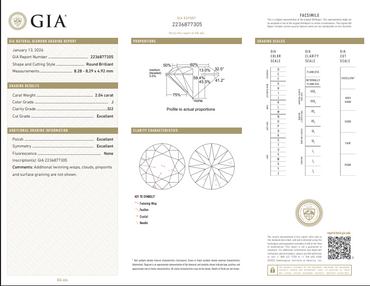 2.04 CT GIA Round Brilliant Cut Natural Diamond J SI2 XXX