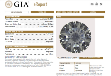 1.17 CT GIA Round Brilliant Natural Diamond H SI1
