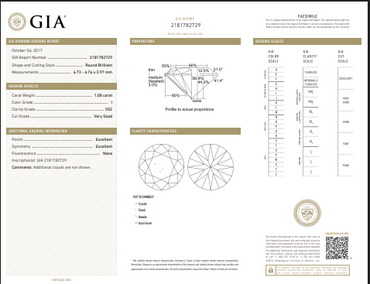 1.08 CT GIA Round Brilliant Natural Diamond I VS2