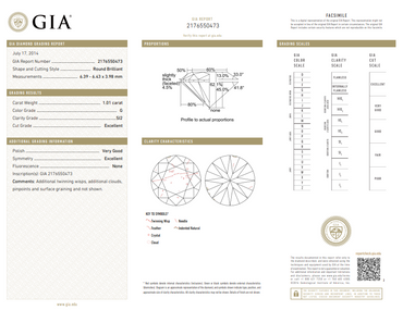 GIA 1.01 CT Natural Round Brilliant G SI2
