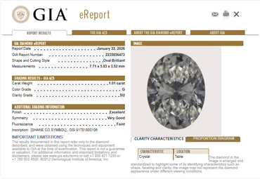 1.01 CT GIA Oval Cut Natural Diamond G SI2